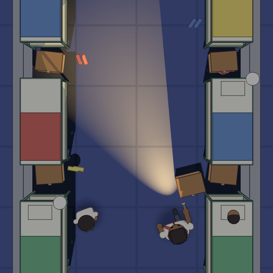 Hostel Life: a prefect's torch sweeps a dormitory while a junior creeps between the bunks